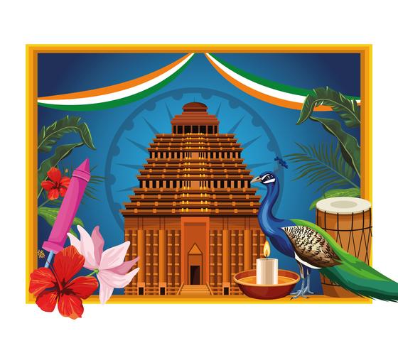 Tarjeta de turismo de monumento nacional de India vector