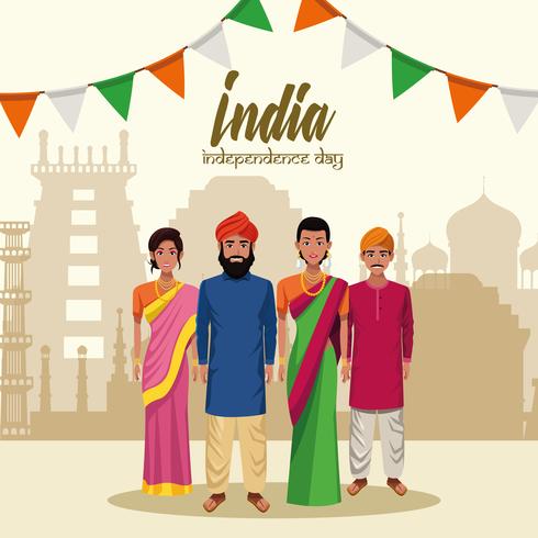 Tarjeta del día de la independencia de la india vector