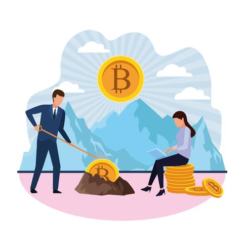 digital mining bitcoin vector