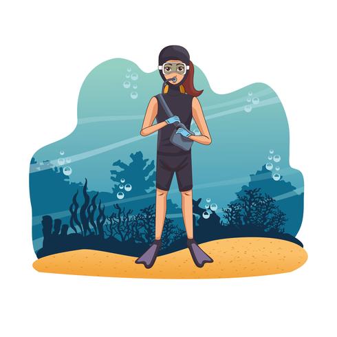 Diving people in the sea vector