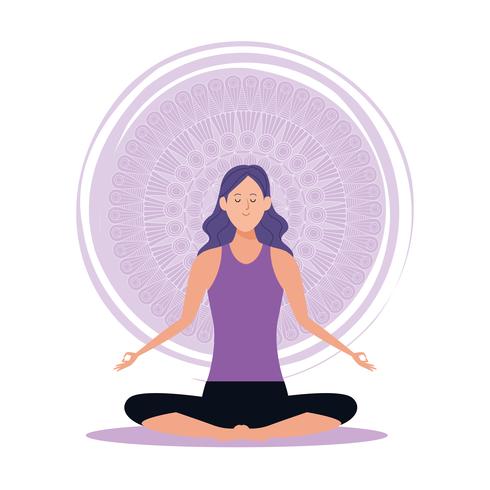 mujer en posturas de yoga vector