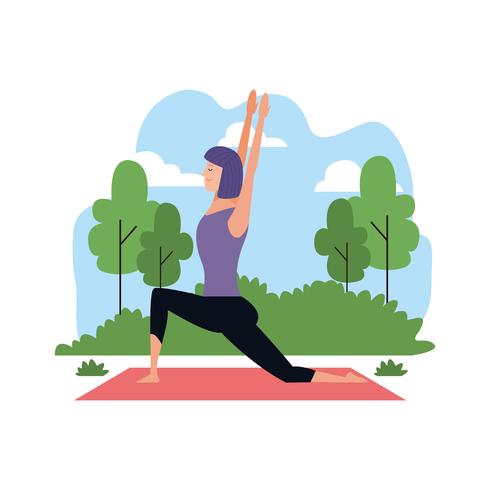 mujer en posturas de yoga vector