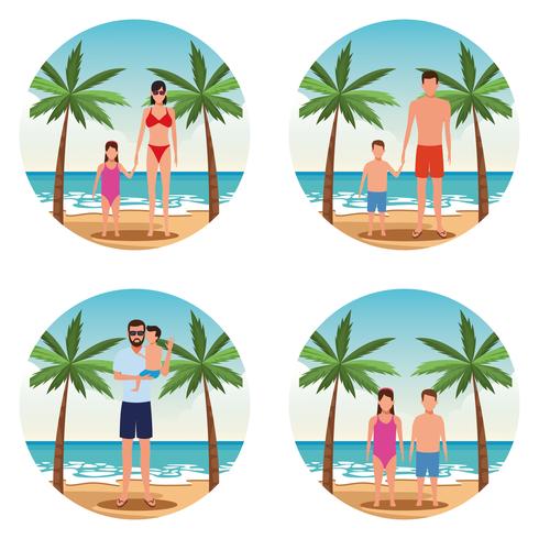 vacation on the beach family vector