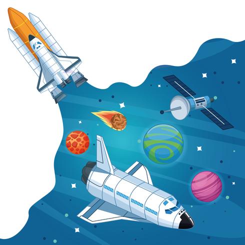 Spaceship in the milkyway galaxy vector