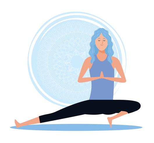 mujer en posturas de yoga vector