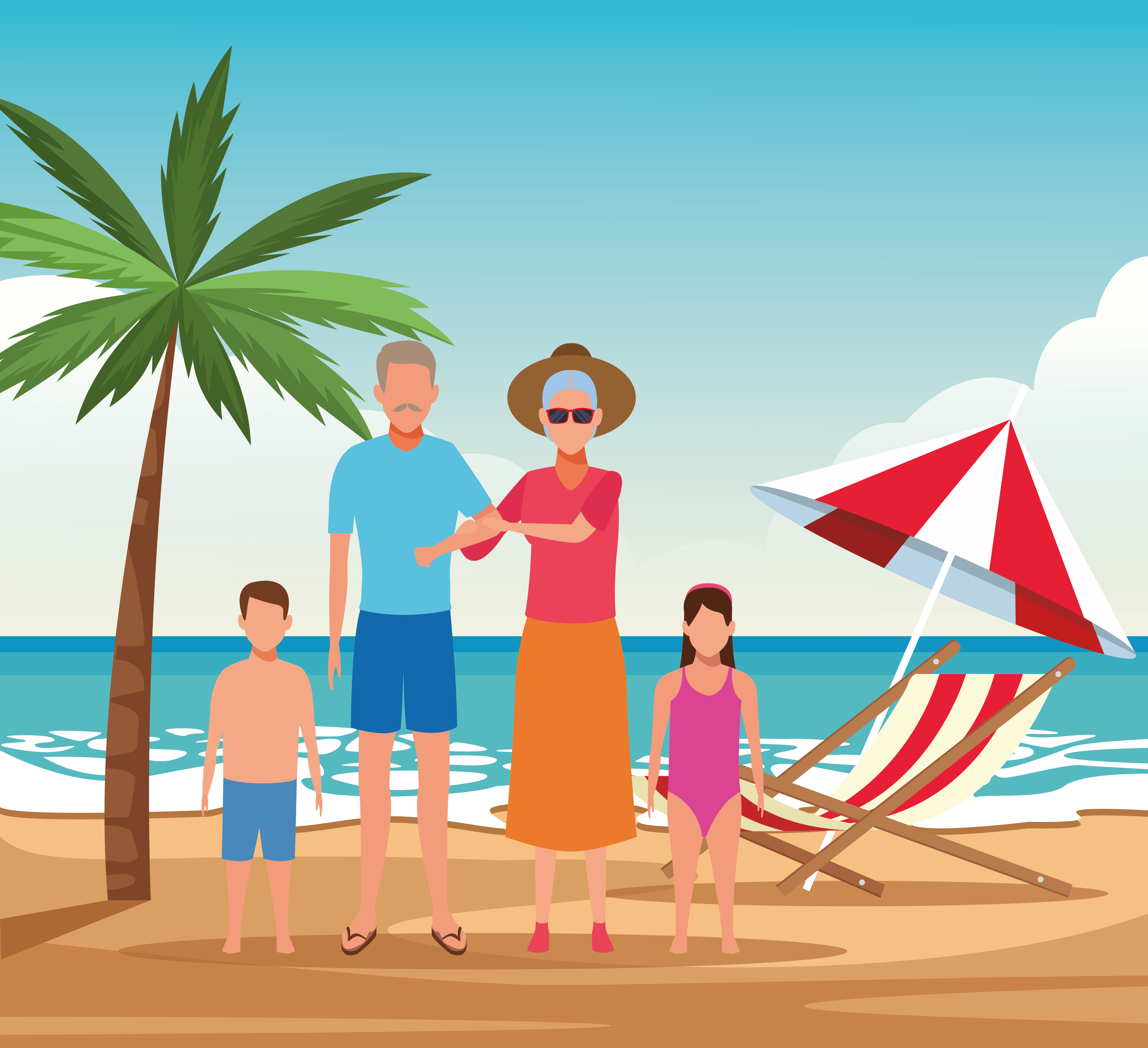 Download vacation on the beach family - Download Free Vectors ...