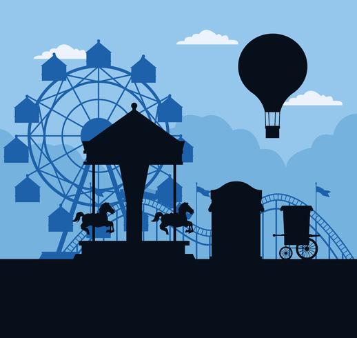 Circus festival fair scenery blue and white colors vector