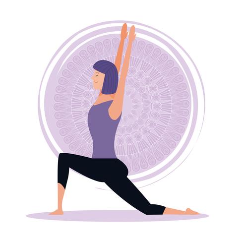 mujer en posturas de yoga vector