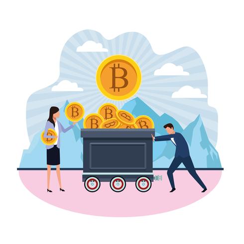 digital mining bitcoin vector