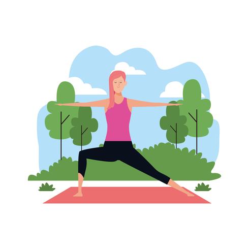 mujer en posturas de yoga vector