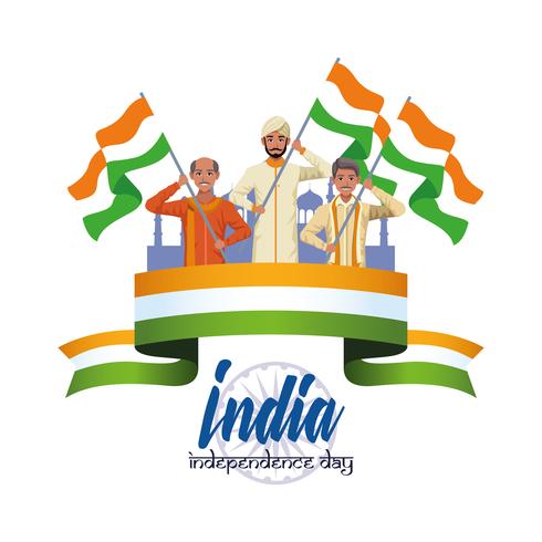 Tarjeta del día de la independencia de la india vector