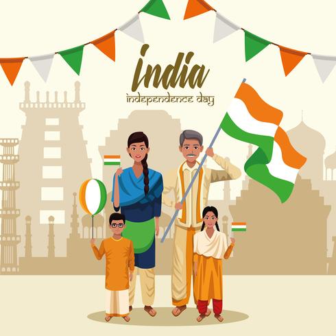Tarjeta del día de la independencia de la india vector