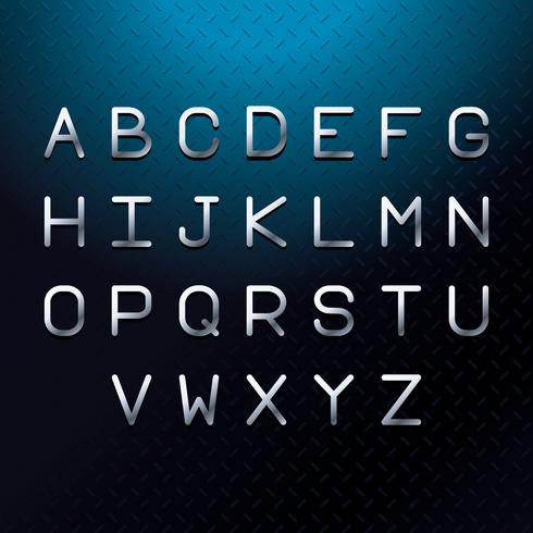 Silver font letters alphabet vector