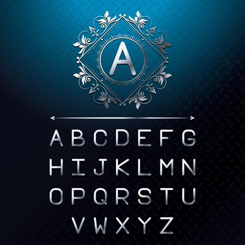 Alfabeto de letras fuente de plata vector