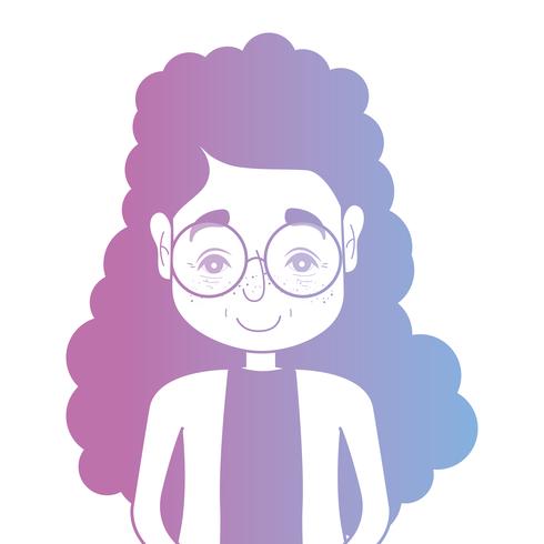 Línea avatar mujer con peinado y blusa. vector