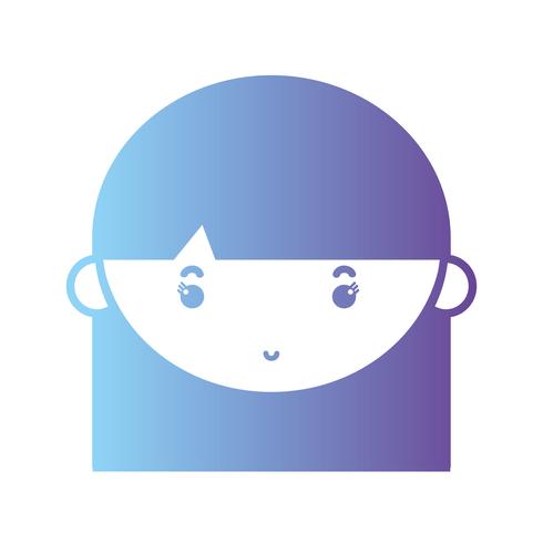 silueta avatar niña cabeza con peinado vector