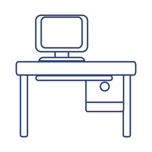 line office with computer technology and wood desk vector