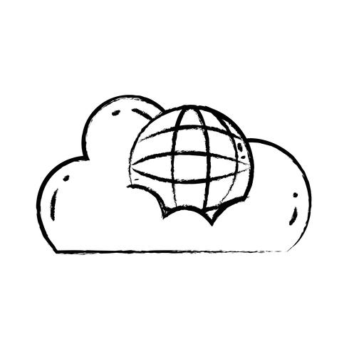 figure cloud data with global connection server vector