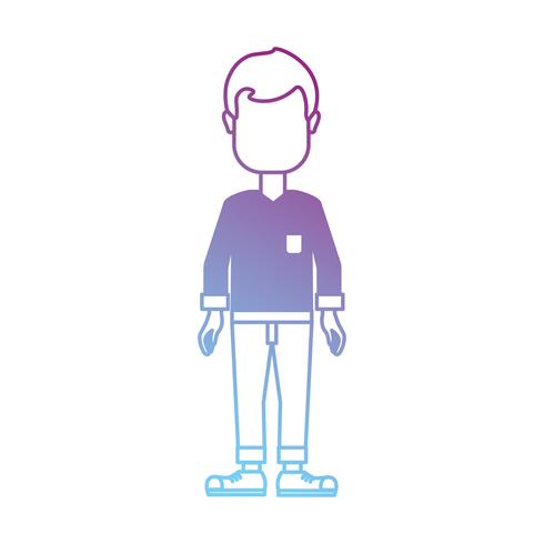 line man with hairstyle and clothes design vector