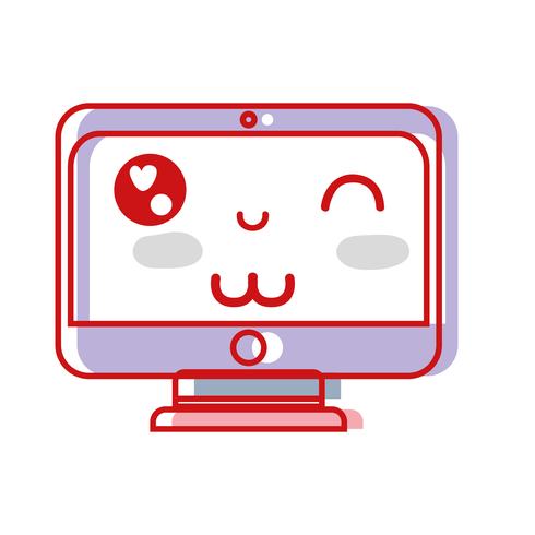 kawaii cute funny screen monitor vector