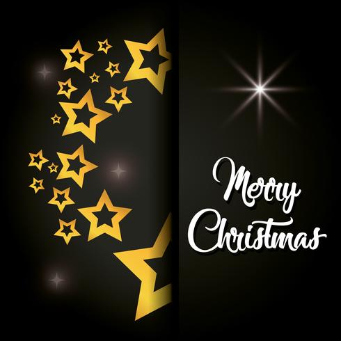 merry christmas stars poster decoration vector