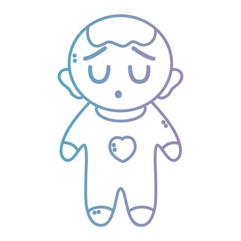 line nice baby boy with pijama and hairstyle vector