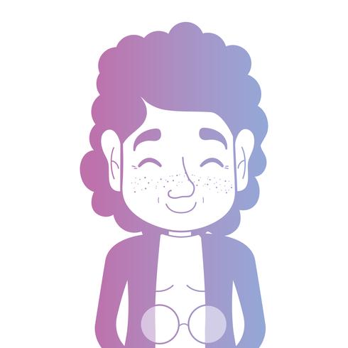 Línea avatar mujer con peinado y blusa. vector