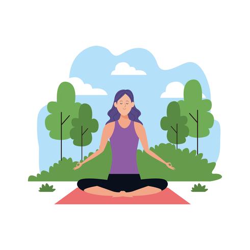 mujer en posturas de yoga vector