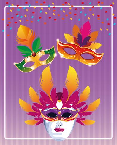 Mardi gras masks vector