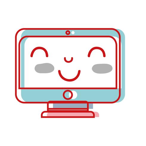 kawaii cute happy screen monitor vector