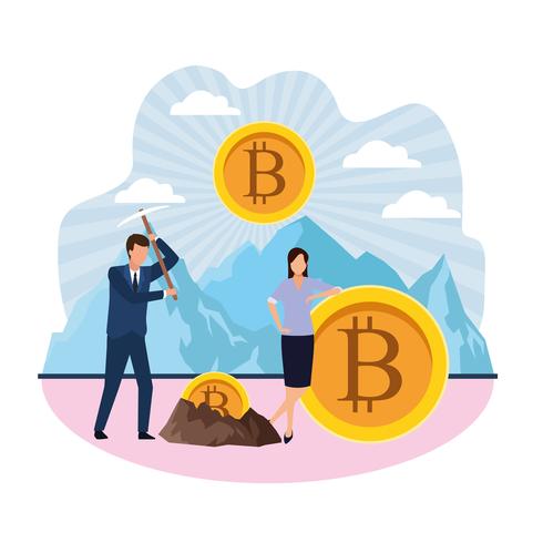 digital mining bitcoin vector