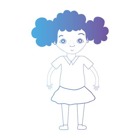 Línea avatar niña con peinado y ropa. vector