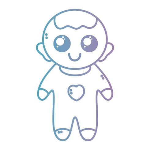 line nice baby boy with pijama and hairstyle vector