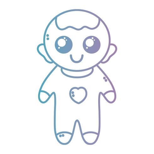 line nice baby boy with pijama and hairstyle vector