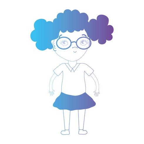 line avatar girl with hairstyle and clothes vector