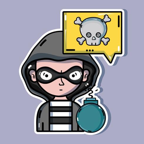 Persona hacker para virus programador en el sistema. vector