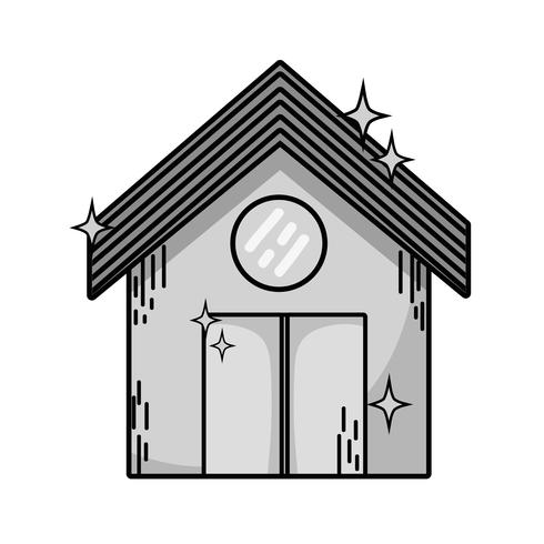 grayscale clean house with roof and door design vector