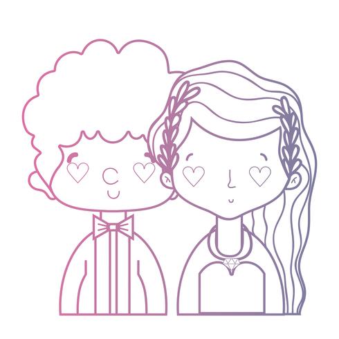 line beauty couple married with hairstyle design vector