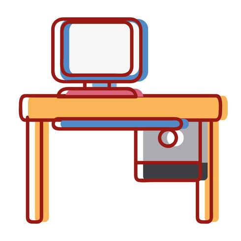 office with computer technology and wood desk vector