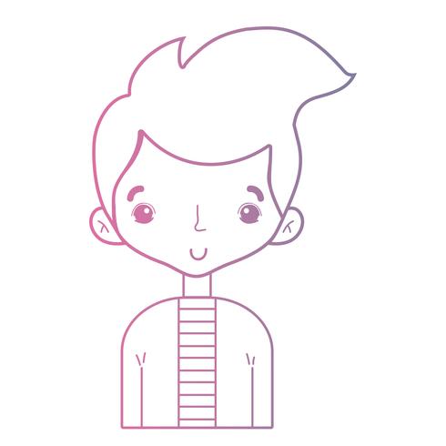 line cute man with hairstyle design and shirt vector