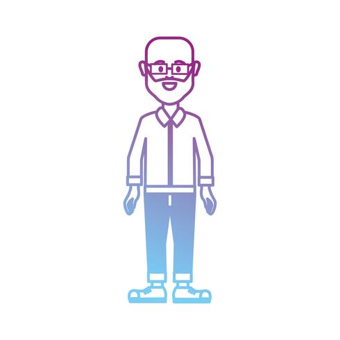 Línea hombre con peinado y diseño de ropa. vector