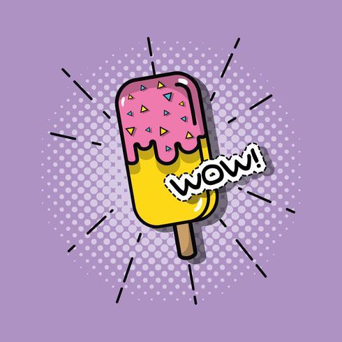 pop art ice lolly patch design vector