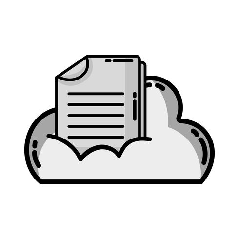 grayscale cloud data with digital document information vector