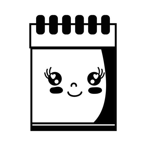 contour kawaii cute happy notebook tool vector
