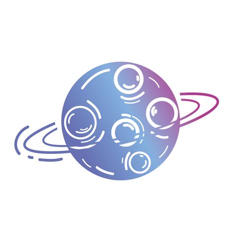 line uranus planet with his rings in the galaxy space vector