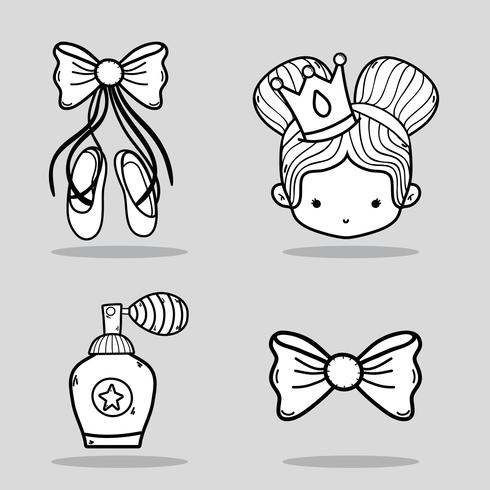 set ballet accesories decoration design vector