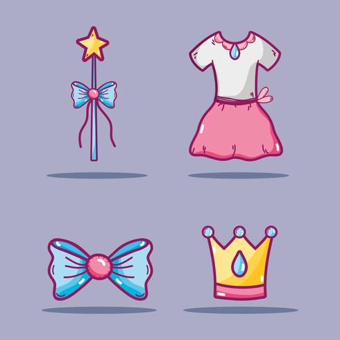 set ballet accesories decoration design vector