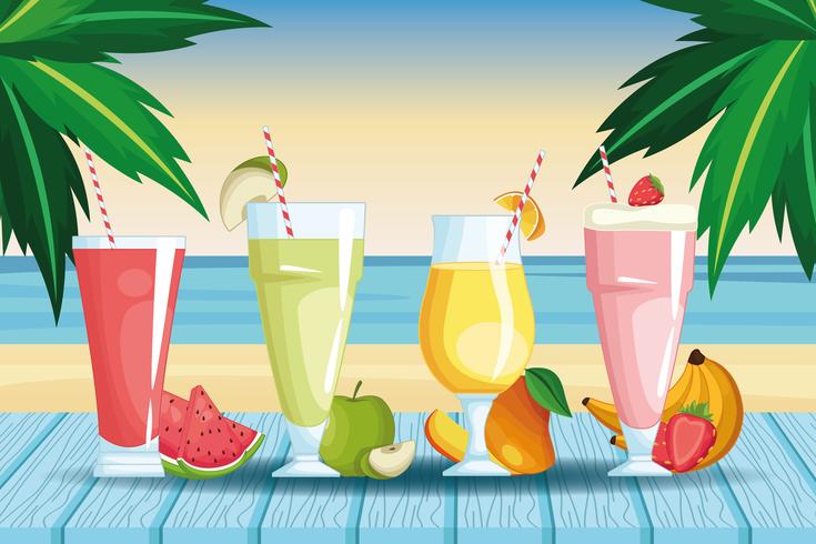 smoothies with fruit vector