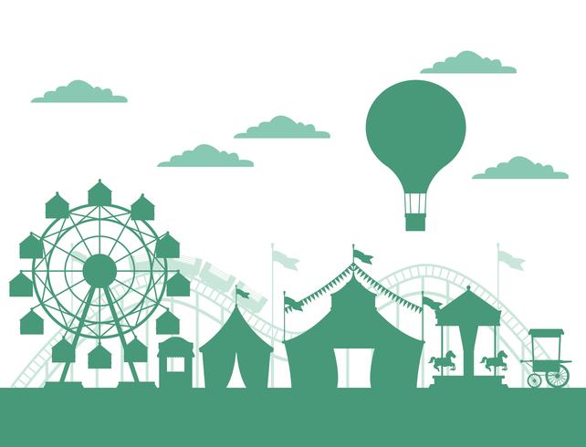 Circus festival fair silhouette scenery vector