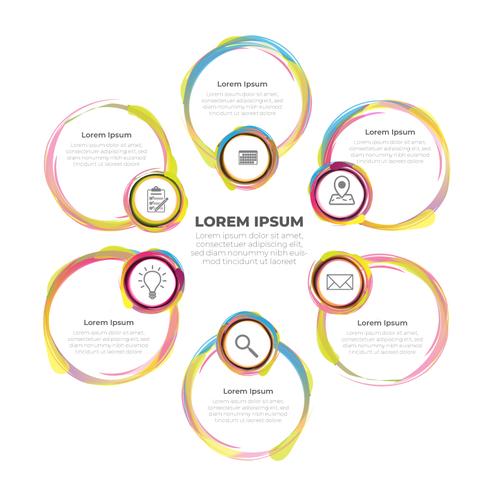 Infographic template for six choices water color style vector